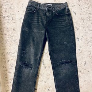 Anine Bing straight leg black distressed jeans